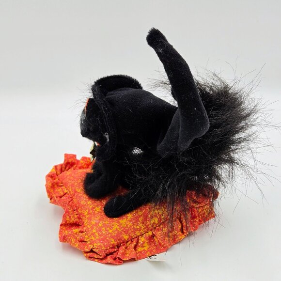 Annalee 2009 Moonlight Witch Cat On Pillow Halloween Black Orange Kitten Doll - Picture 7 of 14